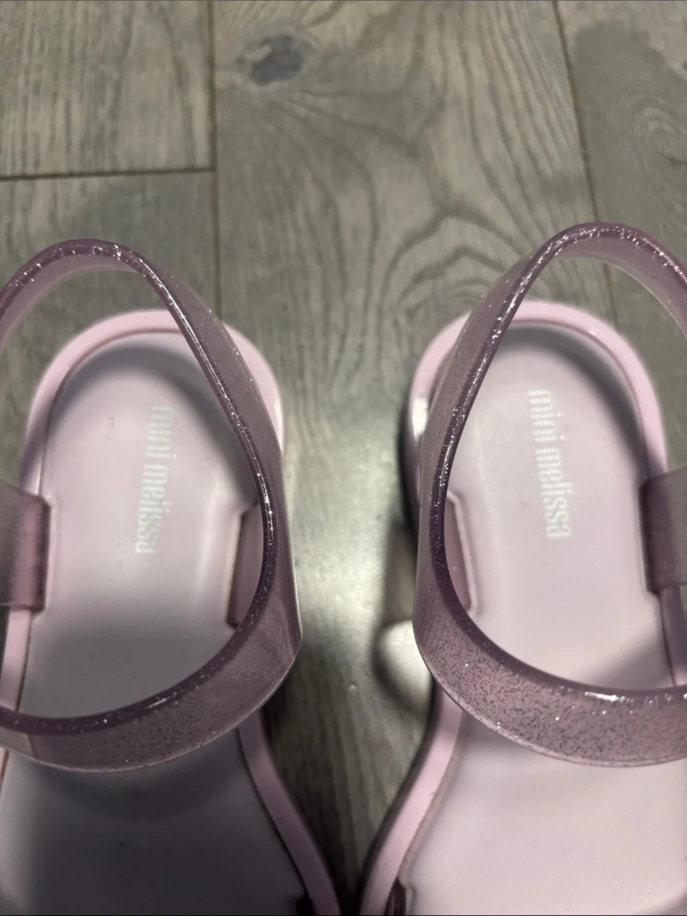 Mini Melissa Girls' Light Pink Mar Glitter Bow Jelly Sandals